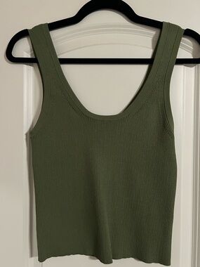 House of Harlow 1960 Olive Green Ribbed Tank Top